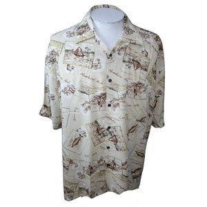 RINGO SPORT VTG 1990s Men Hawaiian ALOHA shirt XL 25" p2p rayon sailboat fishing